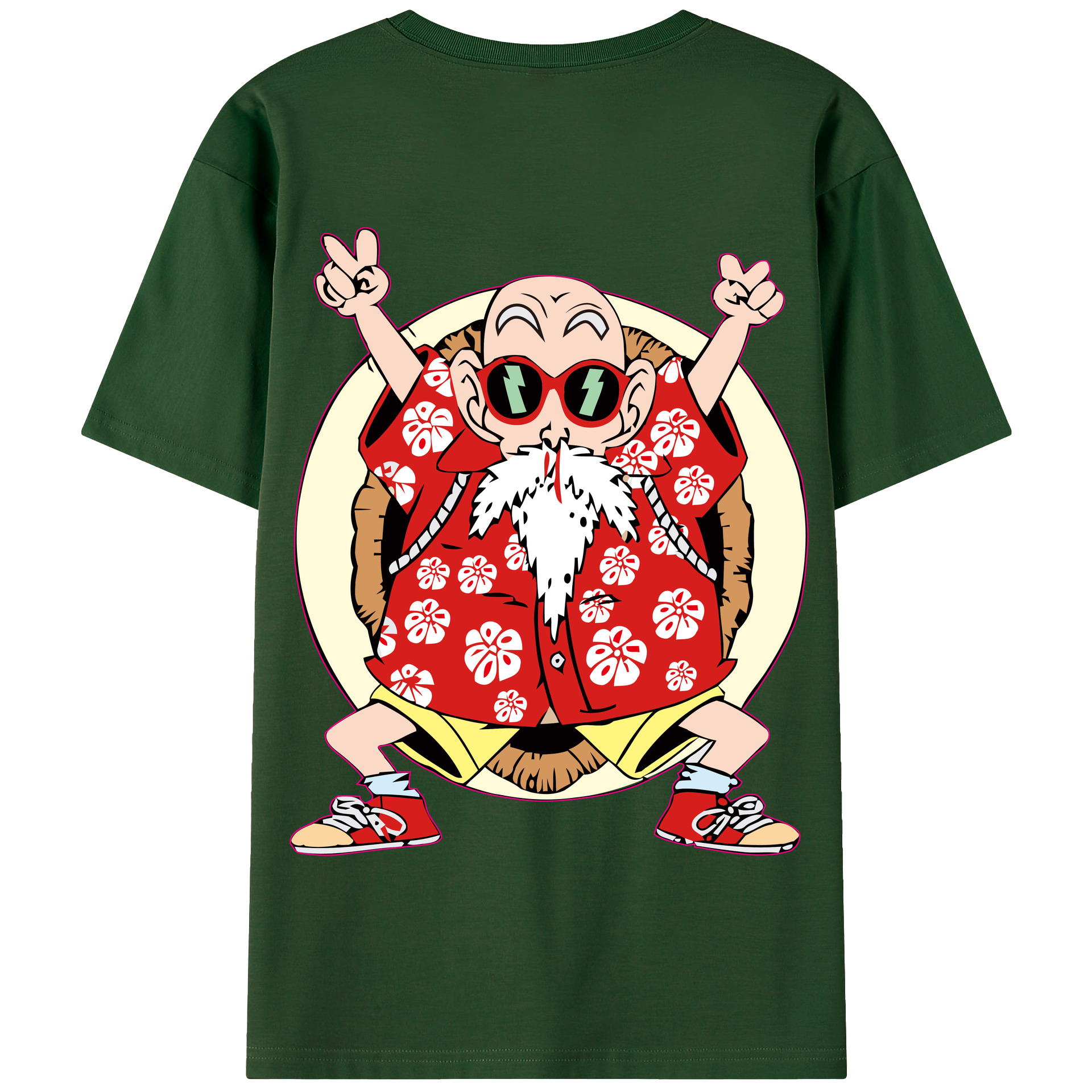 （画像用） ドラゴンボール 亀仙人（かめせんにん） DRAGON BALL Master Roshi Kame Sennin 綿100％半袖Tシャツ（背面プリント）